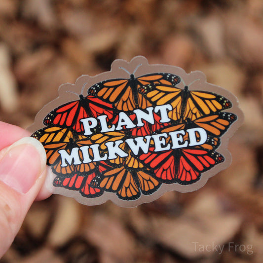Another view of the plant milkweed clear vinyl stickers.