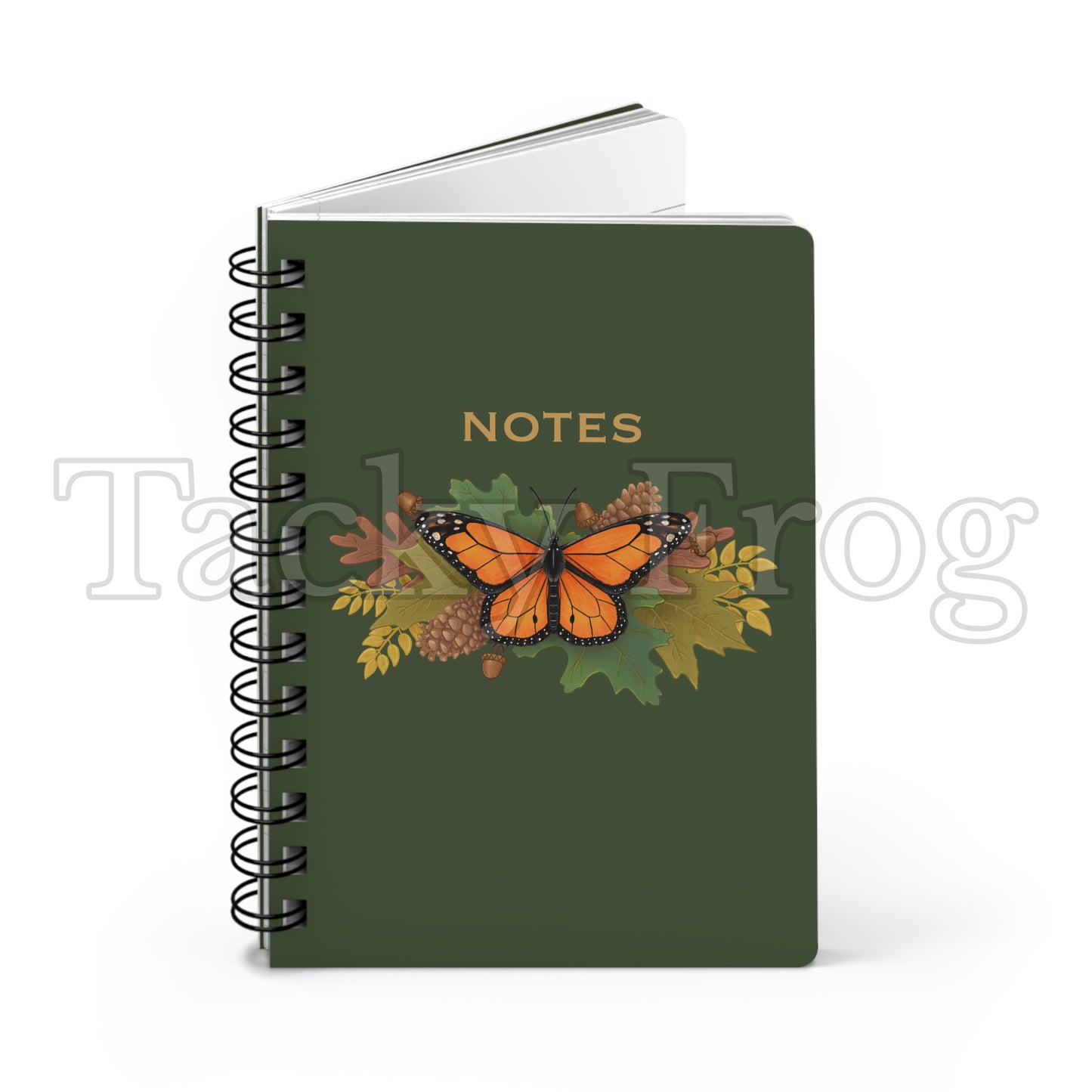 Another mockup of the monarch butterfly and autumn leaves notebook.