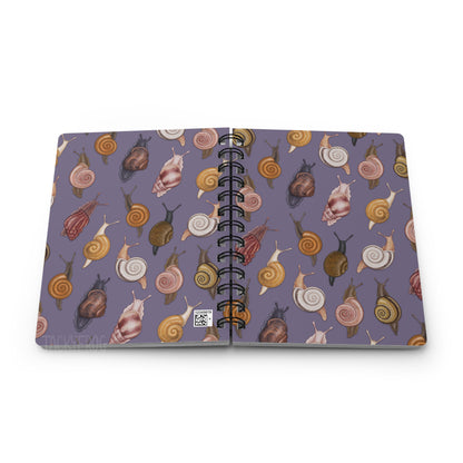 A mockup of the snails notebook showing the front and back covers.