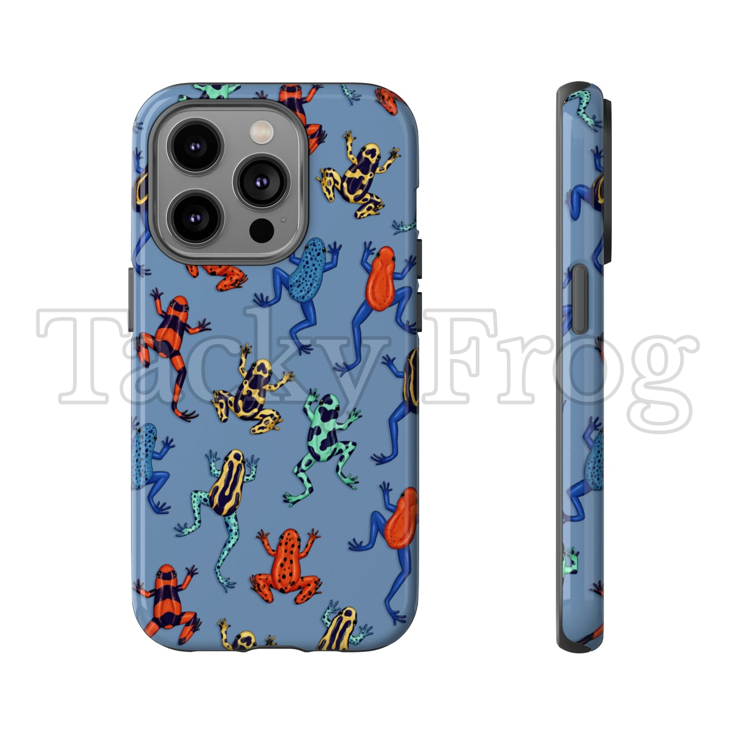 A mockup of the blue dart frog phone case.