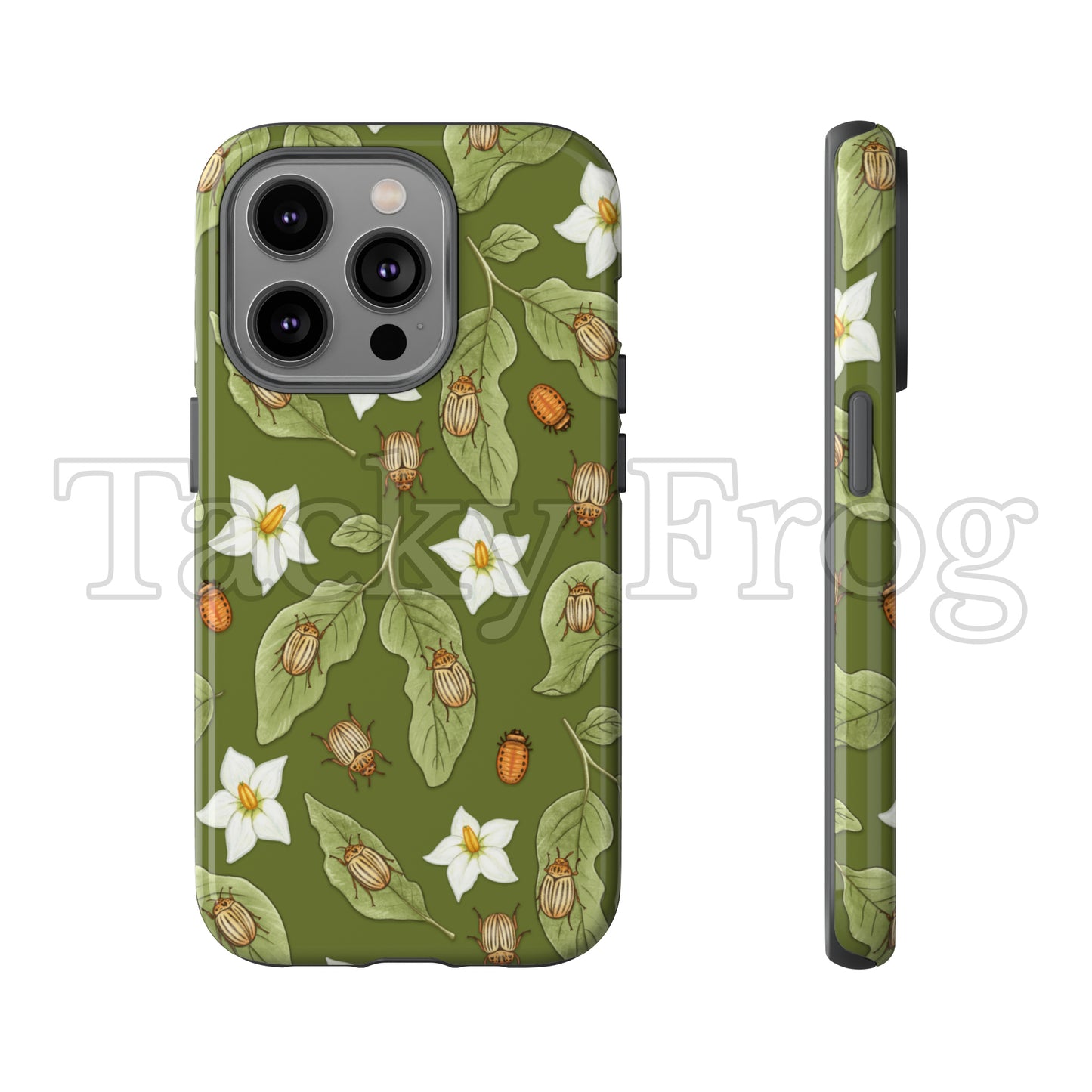 A mockup of the potato beetle tough phone case. 