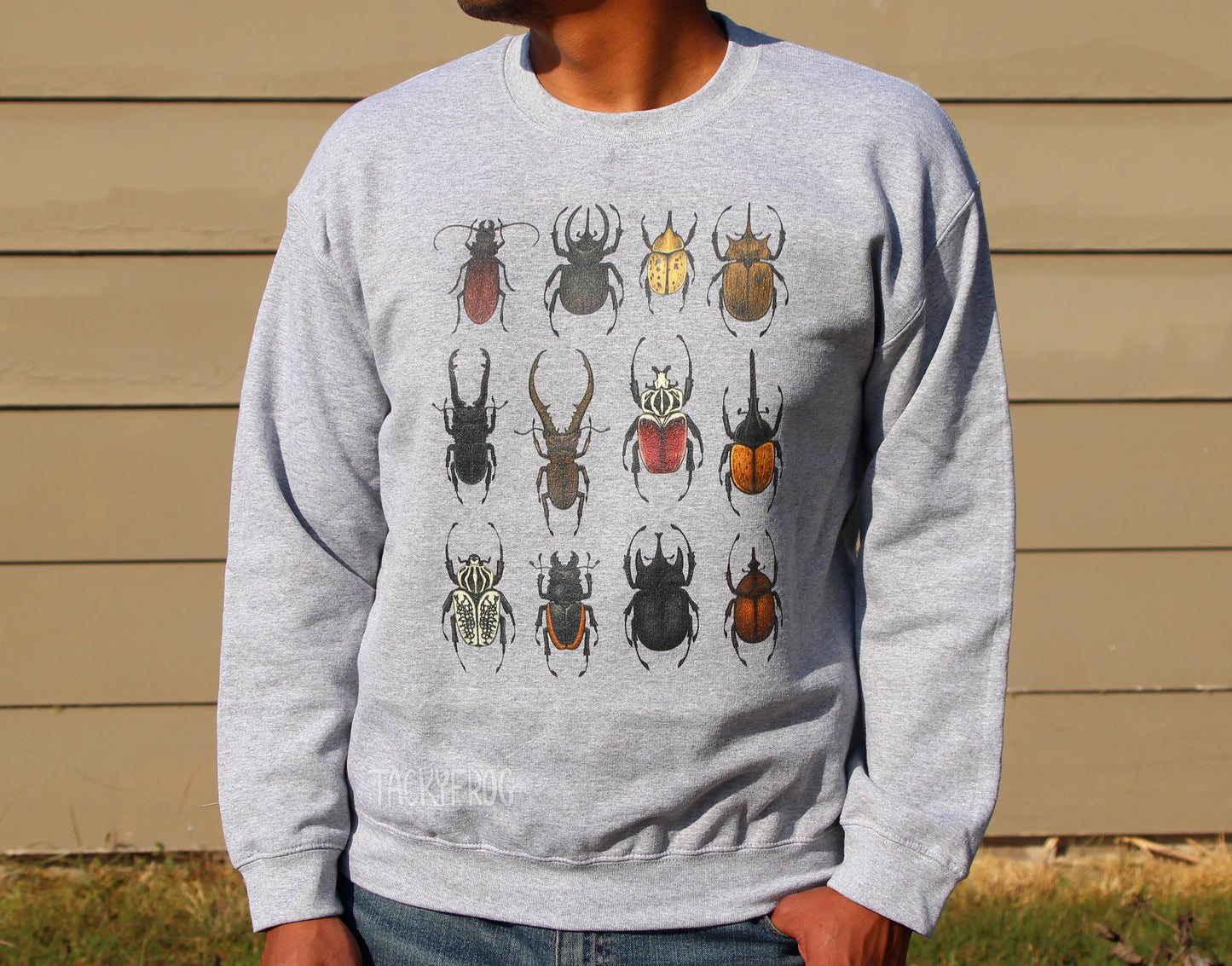 Another view of the beetle sweatshirt.