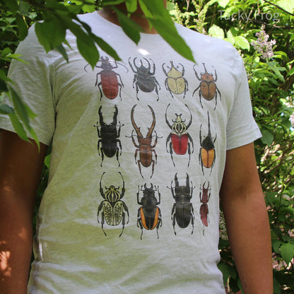 Another view of the beetle unisex t-shirt in the color "Ash".