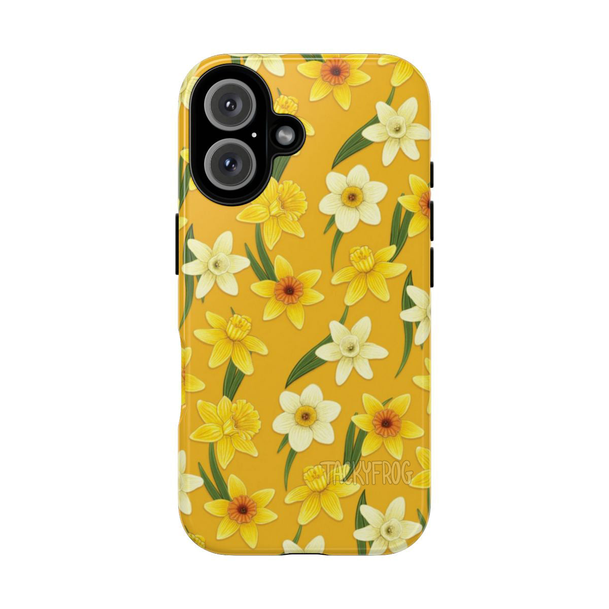 A mockup of the yellow daffodils tough phone case.