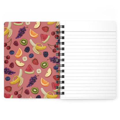 A mockup of the inside front cover of the journal, showing the double sided cover and ruled line pages.