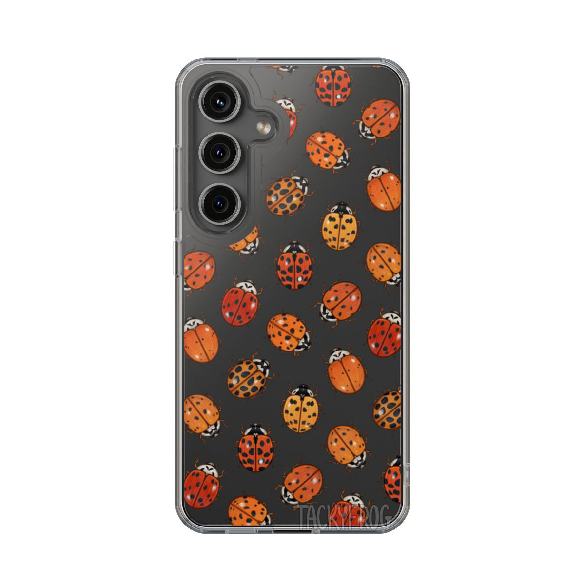 A mockup of the ladybugs clear phone case.