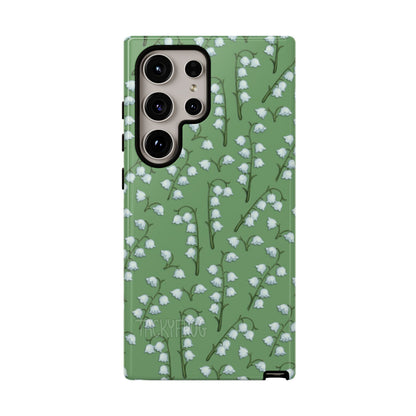 A mockup of the lilies of the valley phone case.