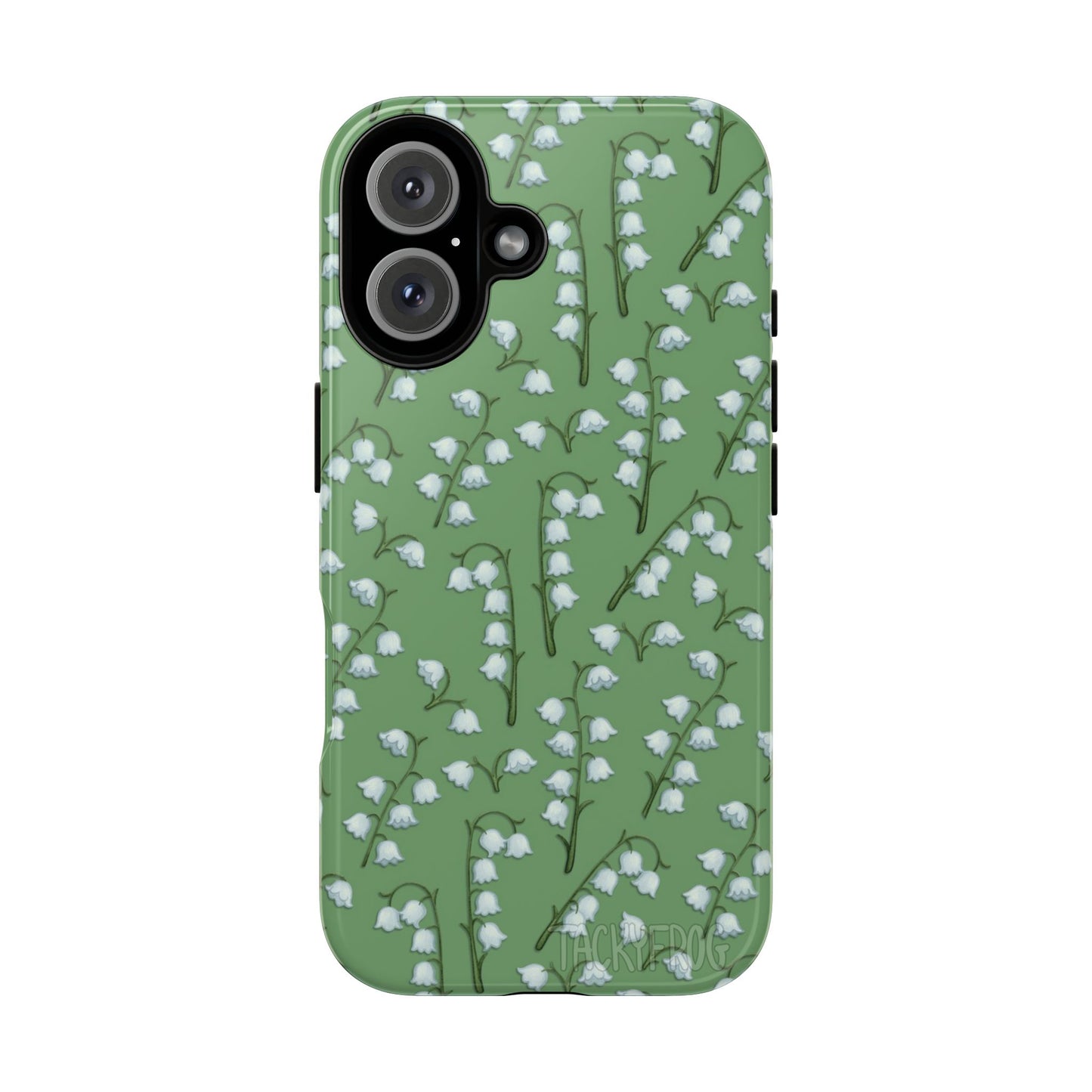 A mockup of the lilies of the valley phone case.