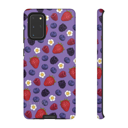 A mockup of the mixed berry patterned phone case.