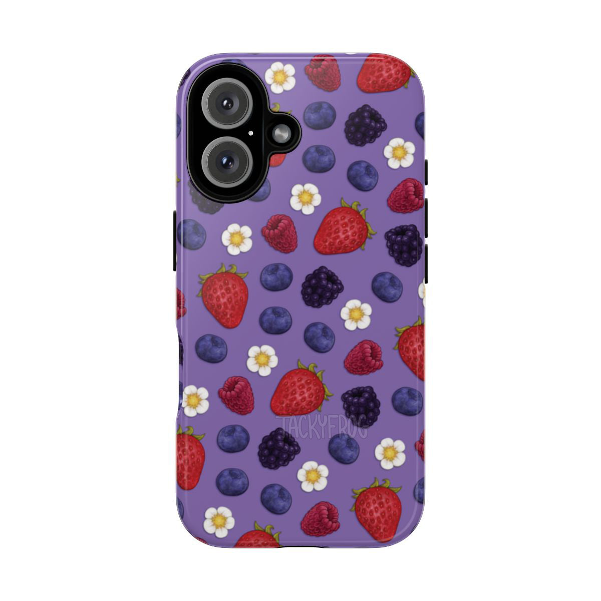 A mockup of the mixed berry patterned phone case.