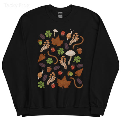 A mockup of the backyard finds sweatshirt in the color "black".