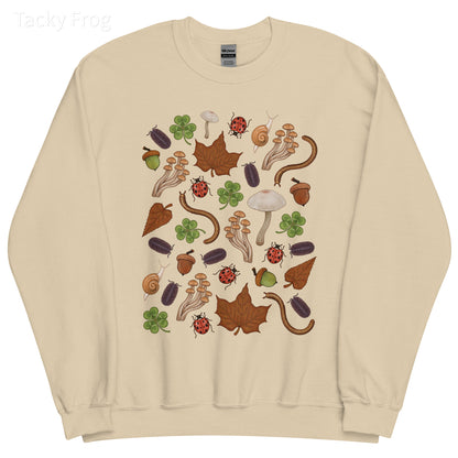 A mockup of the backyard finds sweatshirt in the color "sand".