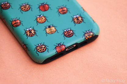 The lower half of the ladybug pattern phone case.