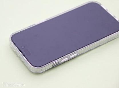 The winter-themed phone case, shown screen-side up.