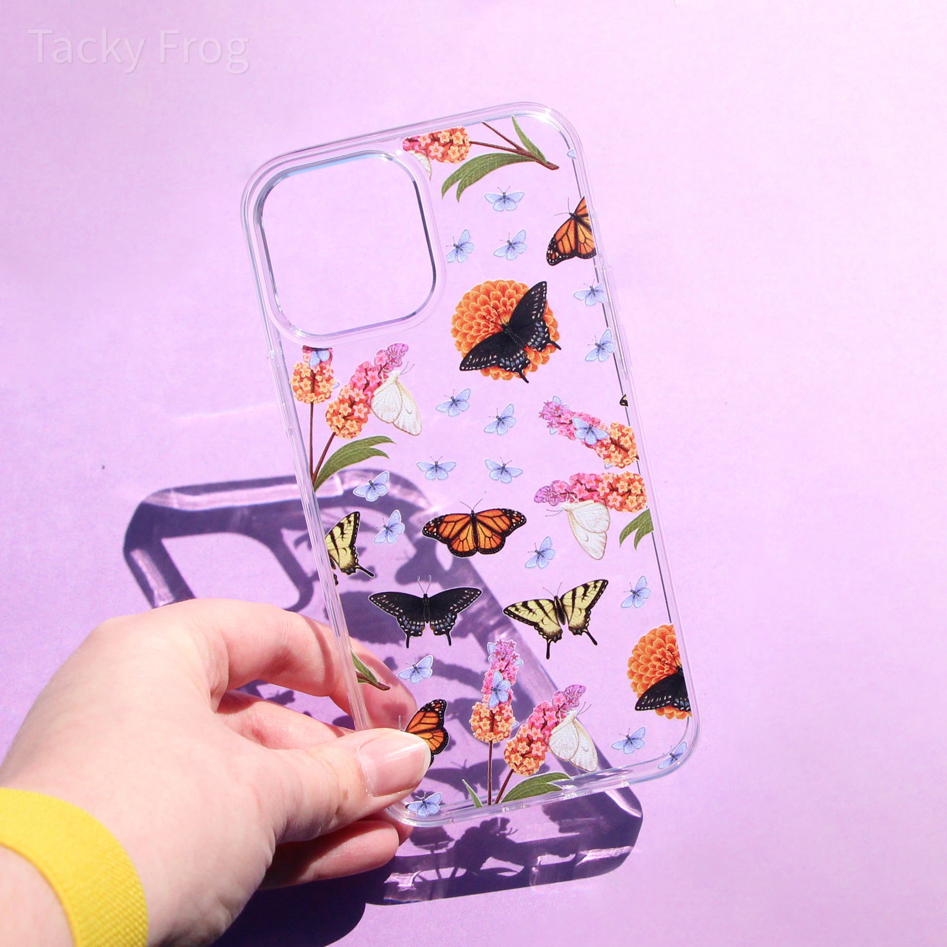 The butterfly garden-inspired case on its own.