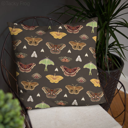 A mockup of the 22 x 22 inch moth pillow.