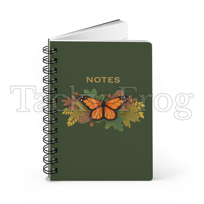 Another mockup of the monarch butterfly and autumn leaves notebook.