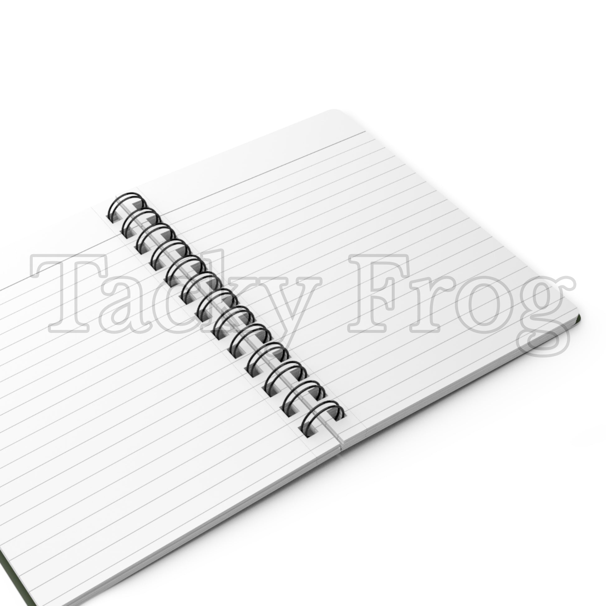 A mockup showing what the pages look like inside the notebook. The pages are ruled line.