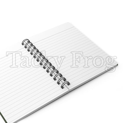 A mockup showing what the pages look like inside the notebook. The pages are ruled line.