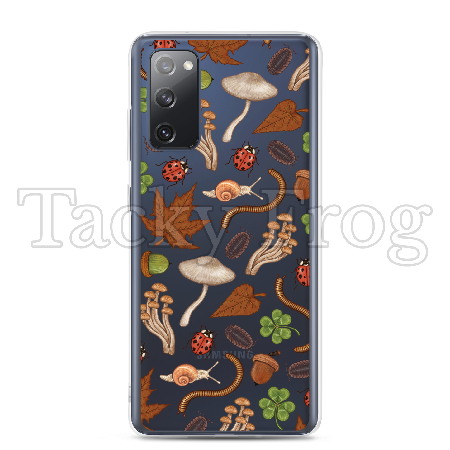 A mockup of the nature-inspired phone case shown on a Samsung Galaxy.