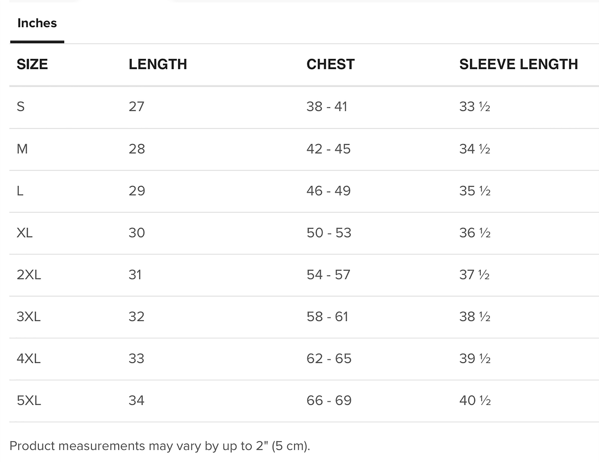 Size guide for sweatshirts. not taken flat.