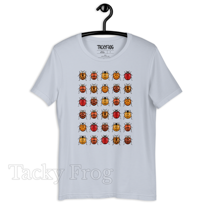 A mockup of the light blue-colored ladybug t-shirt.